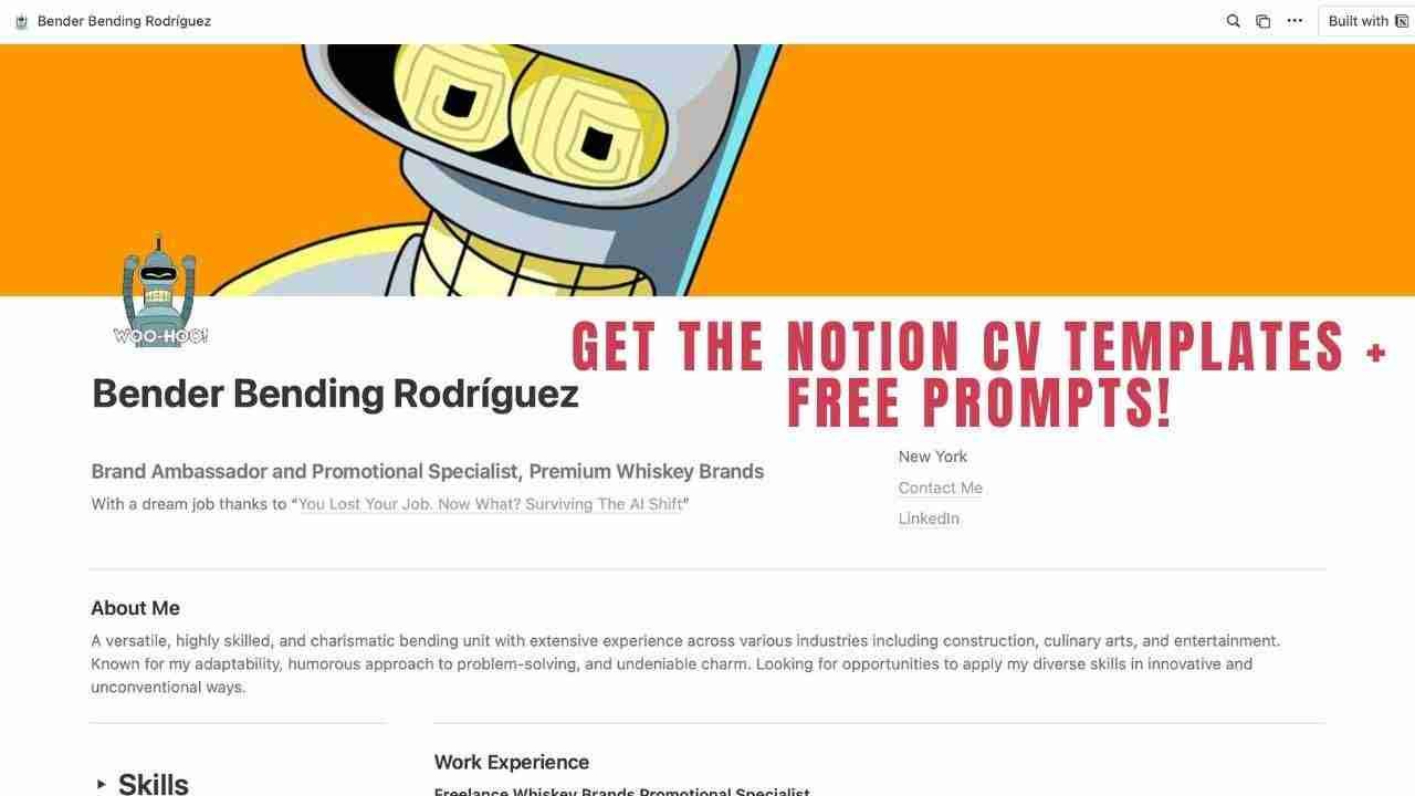 notion cv templates with AI prompts