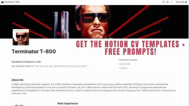 notion cv templates and AI prompt examples