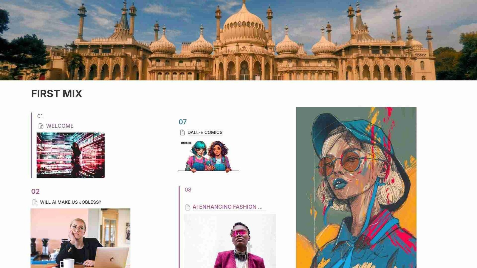 AI Mixer Magazine, made on Notion