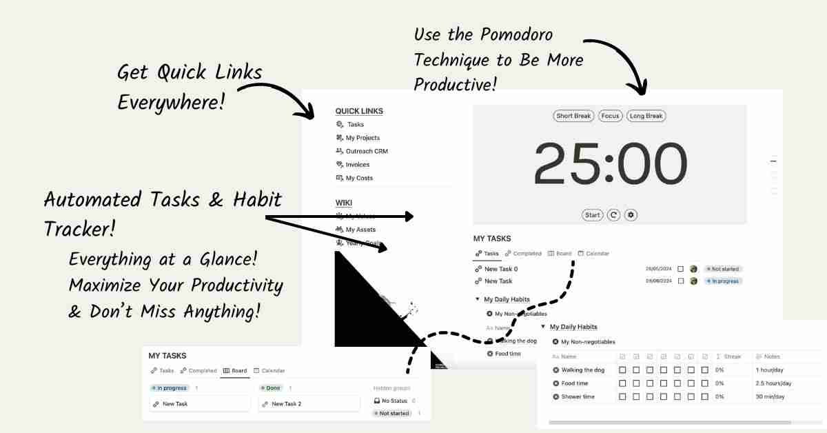 entrepreneur & freelancer second brain notion template