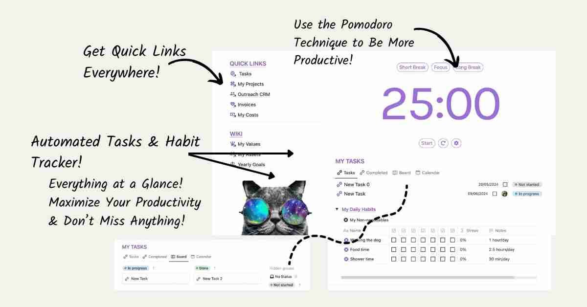 entrepreneur & freelancer second brain notion template